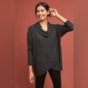 Anthropologie Saturday Sunday Homebound Cowl Neck Tunic in Dark Gray